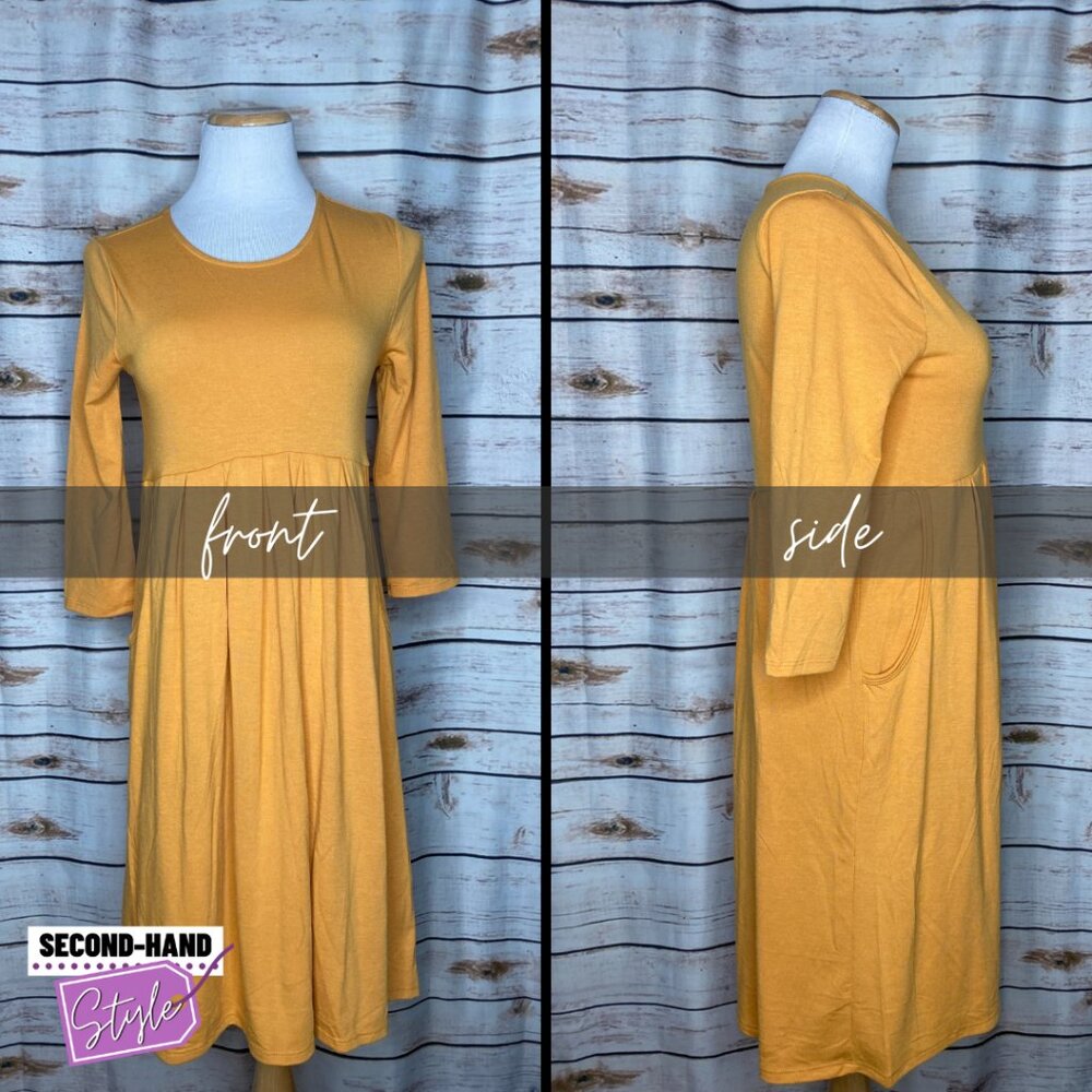 Zenana Pintuck detail 3/4 Sleeve Flat Pocket High-Waisted Dress